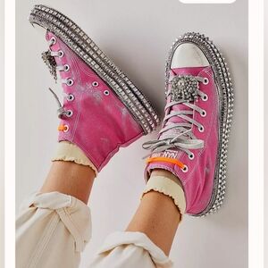 Free People/ Nan-Ku Cruise Studded Hi Top Sneakers-  Size 7 or 37